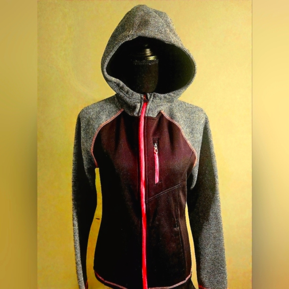 Women's Black and Gray Hooded Jacket - Picture 3 of 8